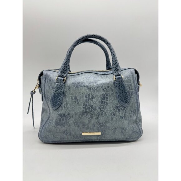 BRAHMIN Micaela Zostera leather small satchel crossbody -Bellbottom blue - Picture 3 of 15